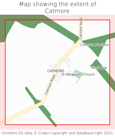 Map showing extent of Catmore as bounding box