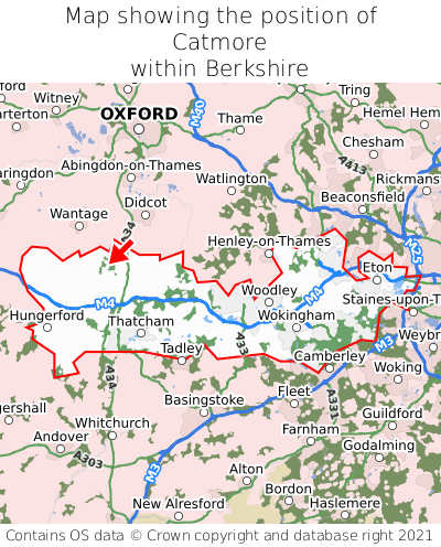 Map showing location of Catmore within Berkshire