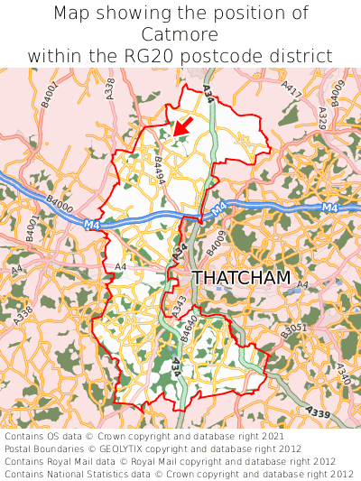 Map showing location of Catmore within RG20