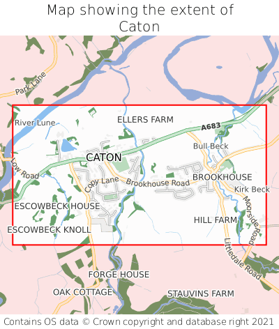 Map showing extent of Caton as bounding box