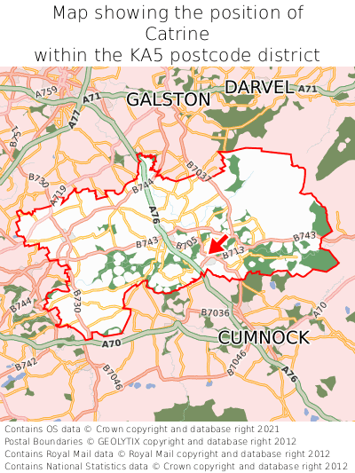 Map showing location of Catrine within KA5