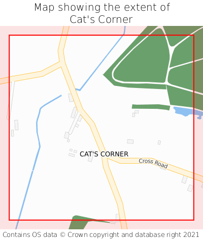 Map showing extent of Cat's Corner as bounding box
