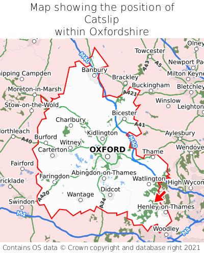 Map showing location of Catslip within Oxfordshire