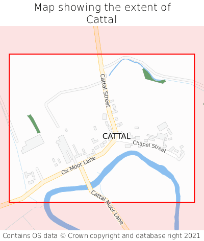 Map showing extent of Cattal as bounding box