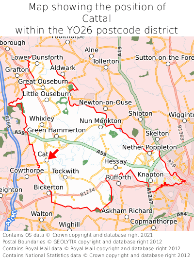 Map showing location of Cattal within YO26