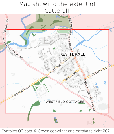 Map showing extent of Catterall as bounding box