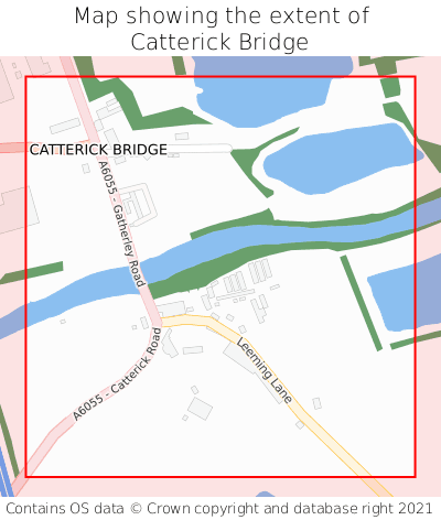 Map showing extent of Catterick Bridge as bounding box