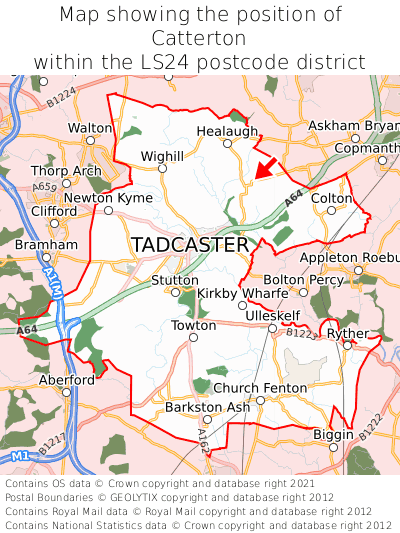 Map showing location of Catterton within LS24