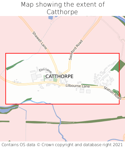 Map showing extent of Catthorpe as bounding box