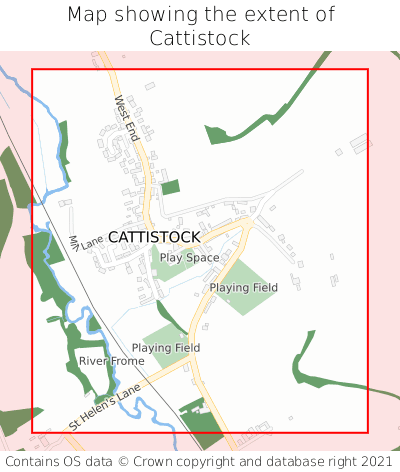 Map showing extent of Cattistock as bounding box