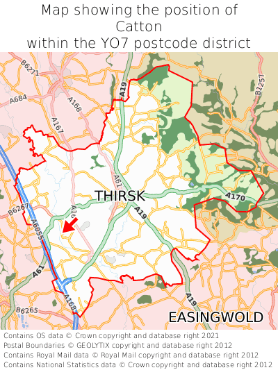Map showing location of Catton within YO7