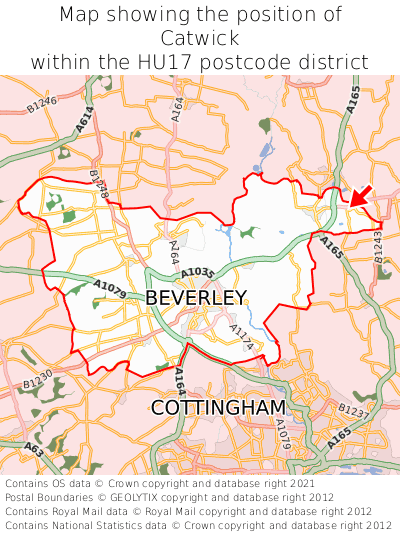 Map showing location of Catwick within HU17