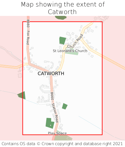 Map showing extent of Catworth as bounding box