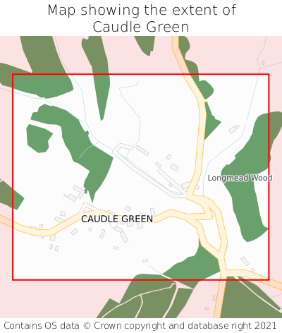 Map showing extent of Caudle Green as bounding box