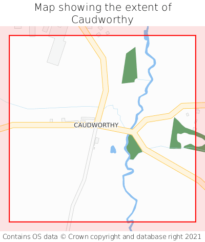 Map showing extent of Caudworthy as bounding box