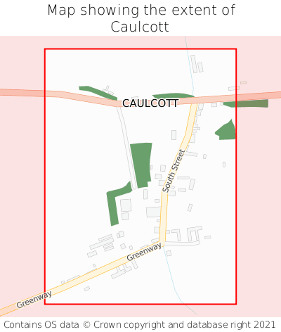 Map showing extent of Caulcott as bounding box