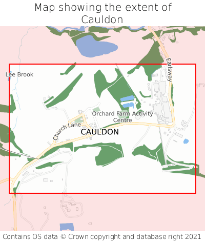 Map showing extent of Cauldon as bounding box