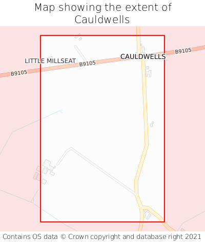 Map showing extent of Cauldwells as bounding box