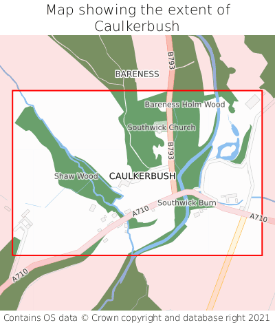 Map showing extent of Caulkerbush as bounding box