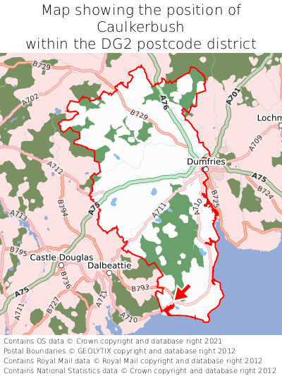 Map showing location of Caulkerbush within DG2