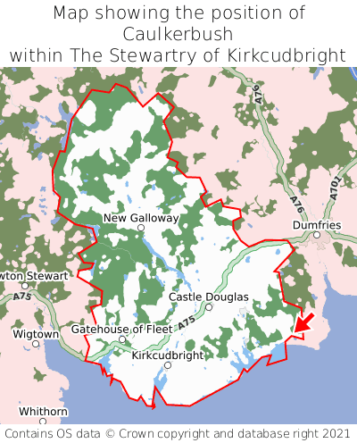 Map showing location of Caulkerbush within The Stewartry of Kirkcudbright