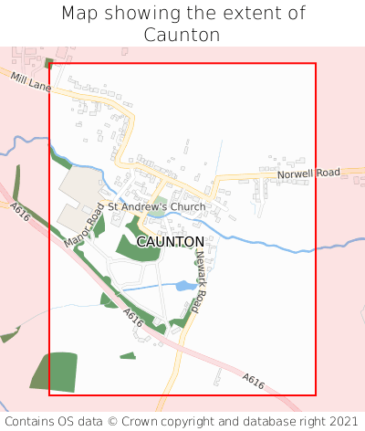 Map showing extent of Caunton as bounding box