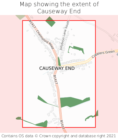 Map showing extent of Causeway End as bounding box