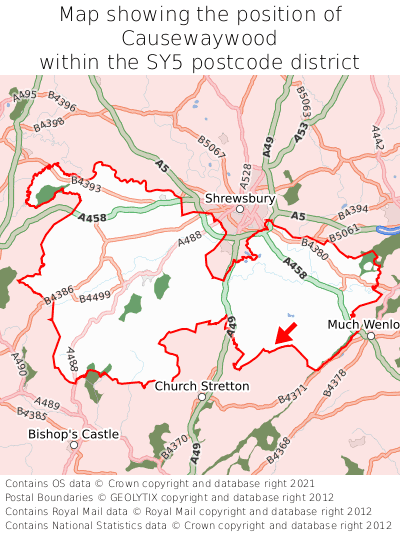 Map showing location of Causewaywood within SY5