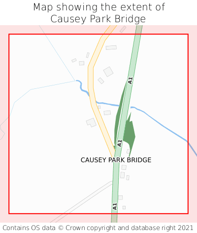 Map showing extent of Causey Park Bridge as bounding box