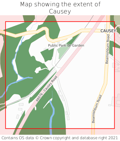 Map showing extent of Causey as bounding box