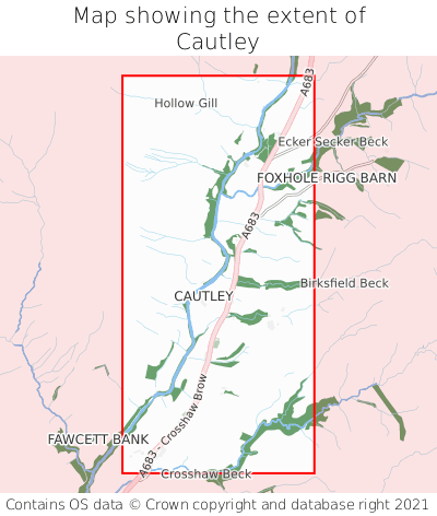 Map showing extent of Cautley as bounding box