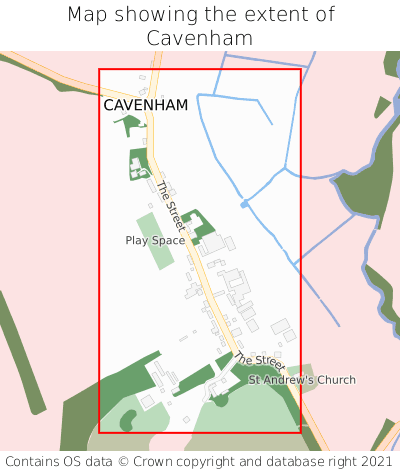 Map showing extent of Cavenham as bounding box