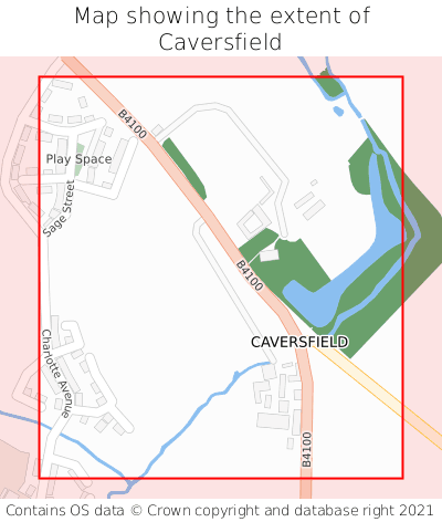 Map showing extent of Caversfield as bounding box