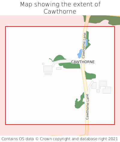Map showing extent of Cawthorne as bounding box