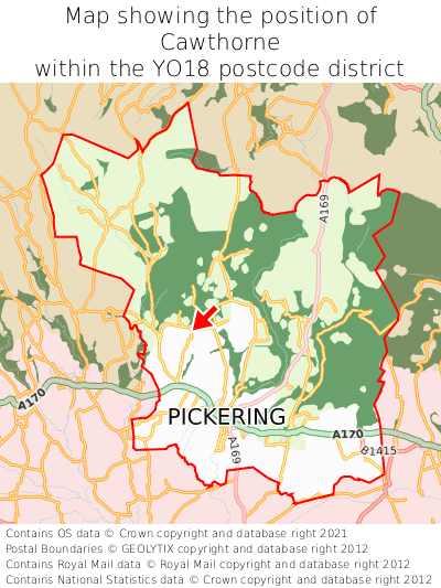 Map showing location of Cawthorne within YO18