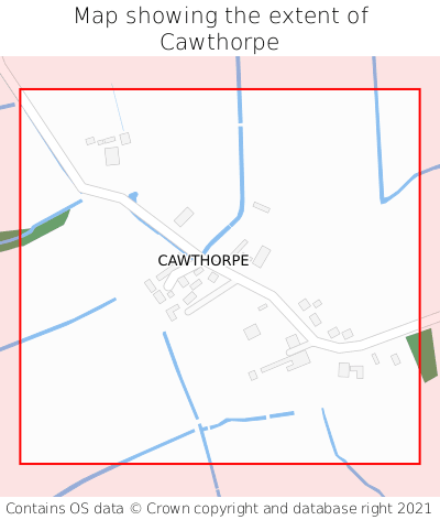 Map showing extent of Cawthorpe as bounding box