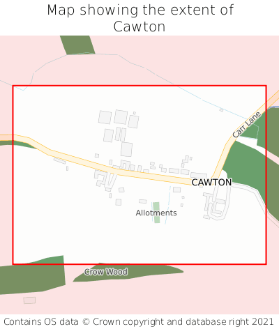 Map showing extent of Cawton as bounding box