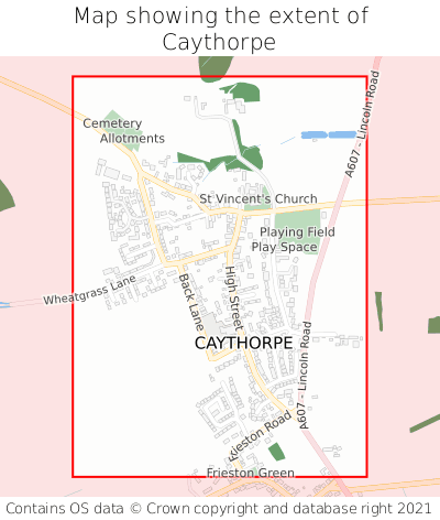 Map showing extent of Caythorpe as bounding box