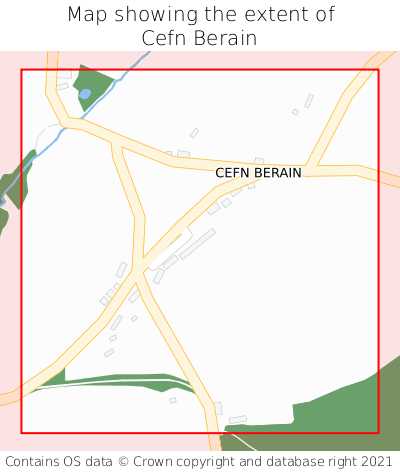Map showing extent of Cefn Berain as bounding box