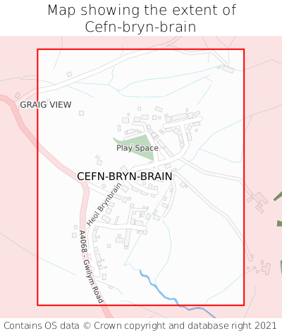 Map showing extent of Cefn-bryn-brain as bounding box