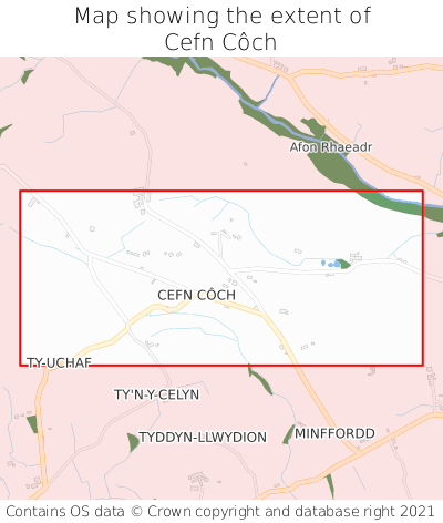 Map showing extent of Cefn Côch as bounding box