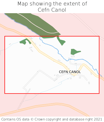 Map showing extent of Cefn Canol as bounding box