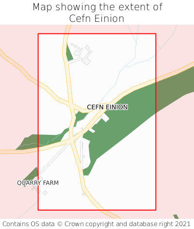 Map showing extent of Cefn Einion as bounding box