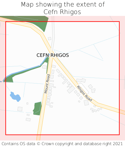 Map showing extent of Cefn Rhigos as bounding box