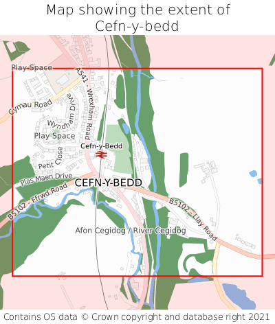 Map showing extent of Cefn-y-bedd as bounding box