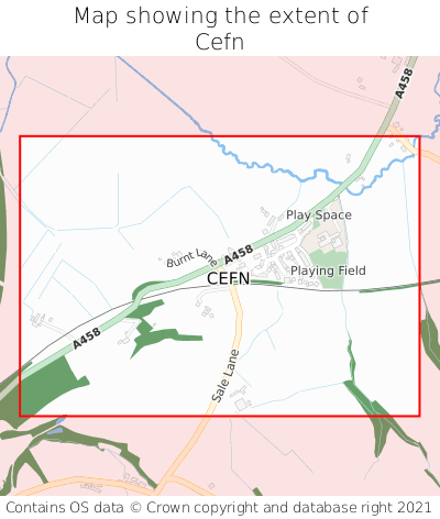 Map showing extent of Cefn as bounding box