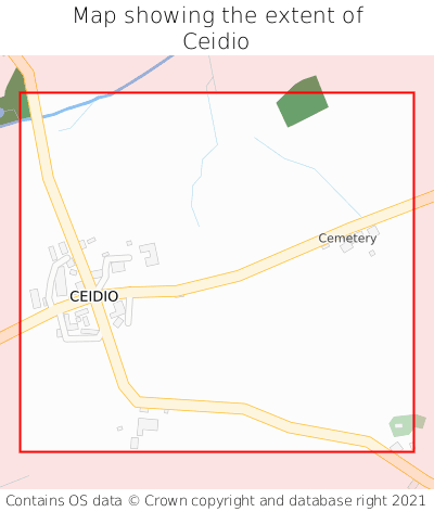 Map showing extent of Ceidio as bounding box