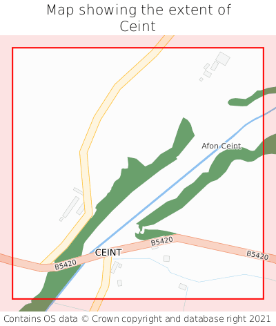 Map showing extent of Ceint as bounding box