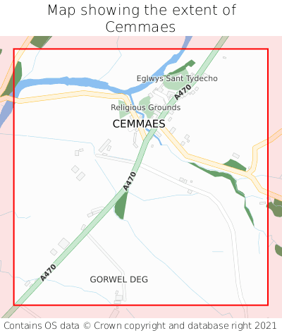 Map showing extent of Cemmaes as bounding box