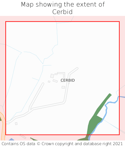 Map showing extent of Cerbid as bounding box